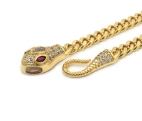 CZ Snake Clasp Chain Bracelet, Sku#JL166