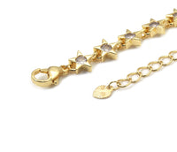 Gold Clear CZ Star Adjustable Bracelet, Sku#JL168