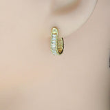 Gold Silver Baguette CZ Oval Shape Earrings, Sku#A127