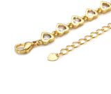 Clear CZ Heart Gold Adjustable Bracelet, Sku#JL169