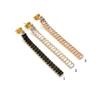 Baguette CZ Chain Stud Earrings, Sku#JL171