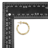 Gold Silver CZ Rectangle Bamboo Link Hoop Earrings, Sku#A129