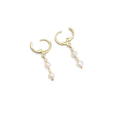 Freshwater Pearl Dangle Huggie Earrings, Sku#EF453