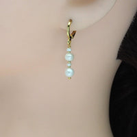 Freshwater Pearl Dangle Huggie Earrings, Sku#EF453