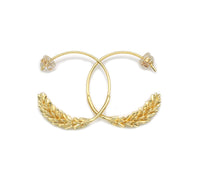 Gold Filled Wheat Flower Hoop Earrings, Sku#J384