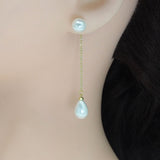 Gold Silver pearl drop Pearl Dangle Earrings, Sku#EF454
