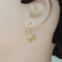 Gold Filled Wheat Flower Hoop Earrings, Sku#J384