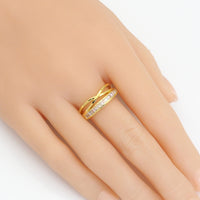 Gold Clear Baguette CZ Cross Link Adjustable Ring, Sku#LX376