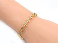 Gold Clear CZ Star Adjustable Bracelet, Sku#JL168