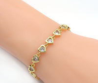 Clear CZ Heart Gold Adjustable Bracelet, Sku#JL169