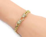 CZ Leopard Head Gold Bracelet, Sku#JL170