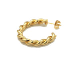 Gold Twisted Hoop Stud Earrings, Sku#LX190