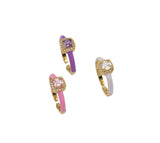 Thin Enamel Ring with Square Diamond Ring, Sku#X373