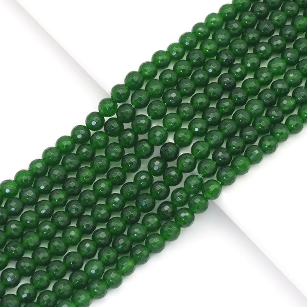 Green Jade Round Faceted Beads, 6mm, Sku#U1709