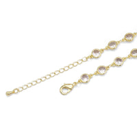 Gold Silver Big CZ Link  Adjustable Necklace, Sku#EF458