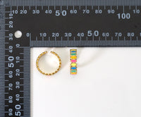 Gold Colorful Oval Enamel Adjustable Ring, Sku#LX197