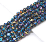 Blue Orange Yellow Black Imperial Jasper Round Smooth Beads, 10mm, Sku#U1491