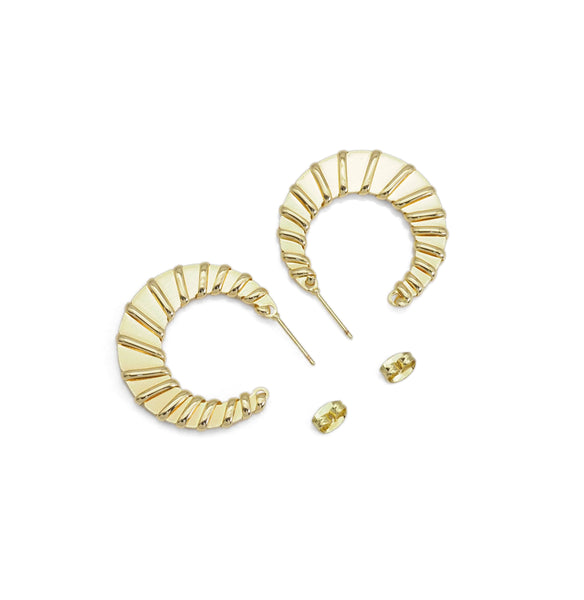 Gold Snail Swirel Patten Hoop Earrings, Sku#ZX133