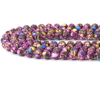 Purple Yellow Blue Imperial Jasper Round Smooth Beads, 10mm, Sku#U1489