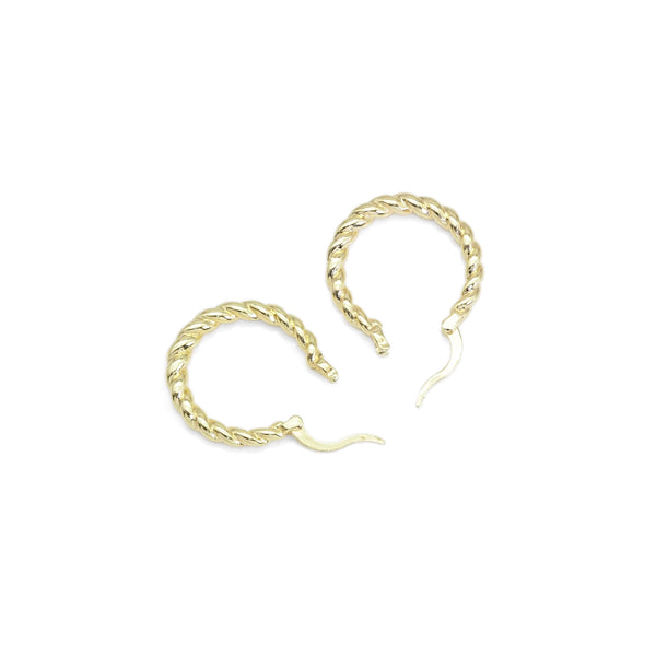 Gold Twisted Medium size Everyday Hoop Earrings, Sku#ZX134