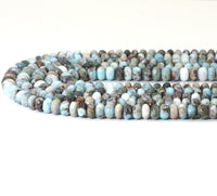 Genuine Larimar Rondelle Smooth Beads, 4x6mm/5x8mm, Sku#U1492