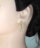Gold Paperclip Chain Stud Earrings, Sku#J385