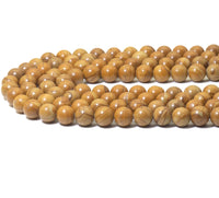 Genuine Yellow Wood Agate Round Smooth Beads, 6mm/8mm/10mm/12mm. Sku#U1496