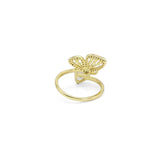 Gold Clear CZ Butterfly Evil Eye Adjustable Ring, Sku#Y863