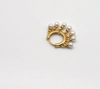 Gold Filled Dangle White Pearl Hoop Earrings, Sku#LD376