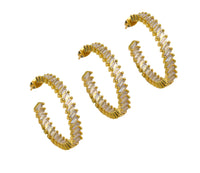 Gold Filled Baguette CZ Hoop Earrings, Sku#LD379