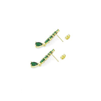 Clear Green CZ Gold Wheat Flower Drop Earrings, Sku#LD481