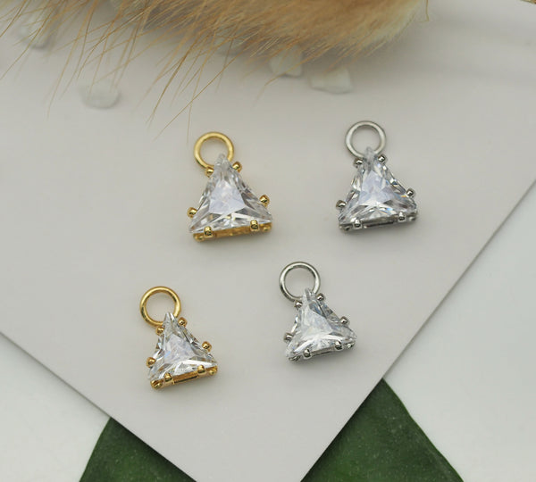 CZ Triangle Shape Charm, Sku#Y675