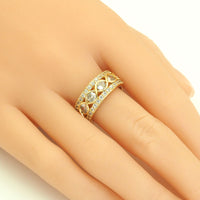 Gold Clear CZ Fixed Size Thick Band Ring, Sku#LX280
