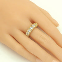 Gold Clear CZ Fixed size Round Band Ring, Sku#LX281