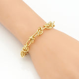 Flower Knotted Link Gold Bracelet Necklace, Sku#EF344