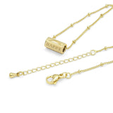 Gold Link Hexagon Tube Charm Adjustable necklace, Sku#EF343