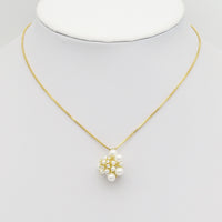 Gold CZ White Pearl Cluster Charm, Sku#Y809