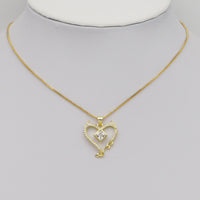 Gold Diamond CZ Heart Charm, Sku#LK888