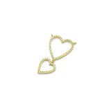 Gold CZ Twin Heart Necklace Connector Charm, Sku#LK881