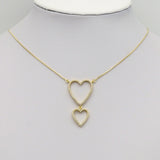 Gold CZ Twin Heart Necklace Connector Charm, Sku#LK881