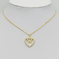 Gold CZ Butterfly On Heart Charm, Sku#LK880