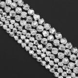 Diamond Cut Bright Silver Lava Beads, Sku#S156