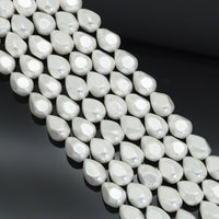 White MOP Pear Shape Beads, 13x17mm, Sku#T161