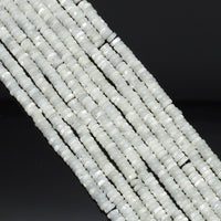 Smooth Rondelle White Mother of Pearl Beads, Sku#T172