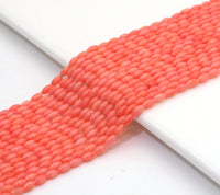 Pink Coral Smooth Rice Shape Beads, Sku#U1482