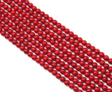 Natural High Quality Red Coral Round Smooth Beads, 6mm/8mm/10mm, Sku#U1494