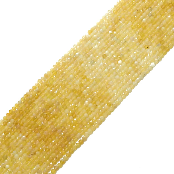 Genuine Yellow Opal Round Faceted Beads, 3mm, Sku#U1504