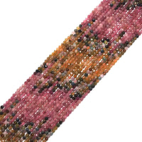 Genuine Mixed Color Tourmaline Round Faceted Beads, 4mm, Sku#U1507