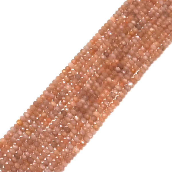 Genuine Peach Moonstone Rondelle Faceted Beads, 4x6mm, Sku#U1509
