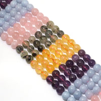 Genuine Mixed Quartz Round Smooth Beads, 6mm/8mm/10mm/12mm, Sku#U1577